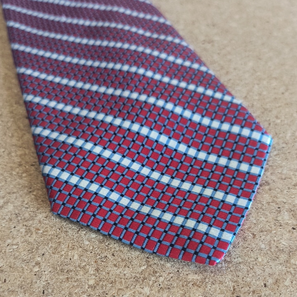 Faconnable Classic Red and Blue Checkered Tie EUC